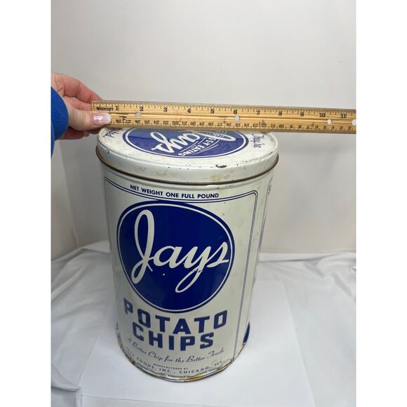 Vintage Jays Potato Chip Tin Can 1 Lb - Picture 8 of 8
